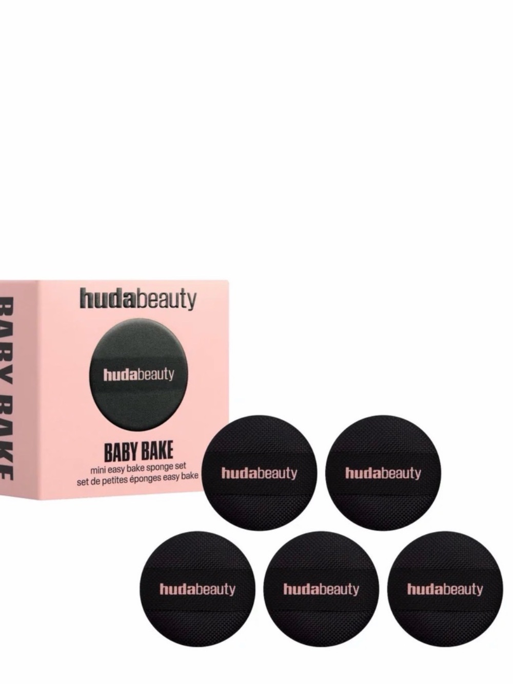 HUDA BEAUTY Baby Bake Mini Sponge Set - Black with Pink Logo
